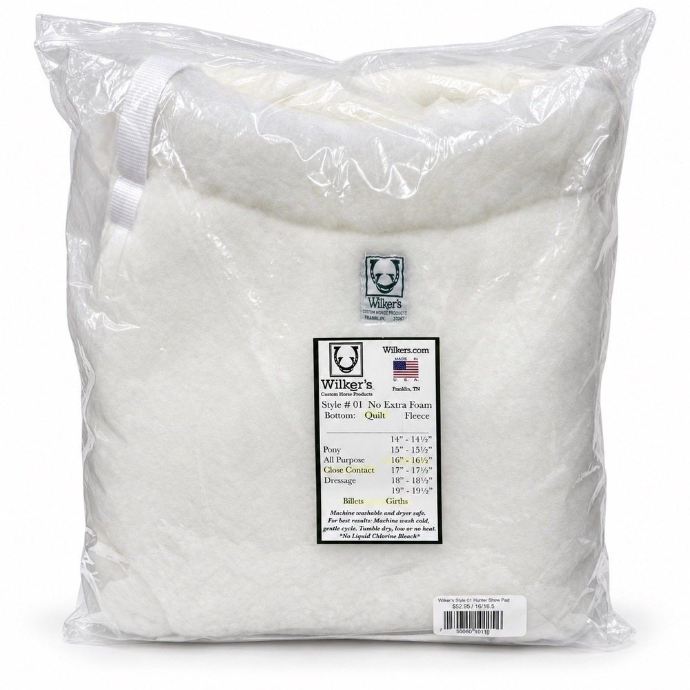 Wilker's Style 01 Close Contact Hunter Show Saddle Pad 16-16.5 White Quilt